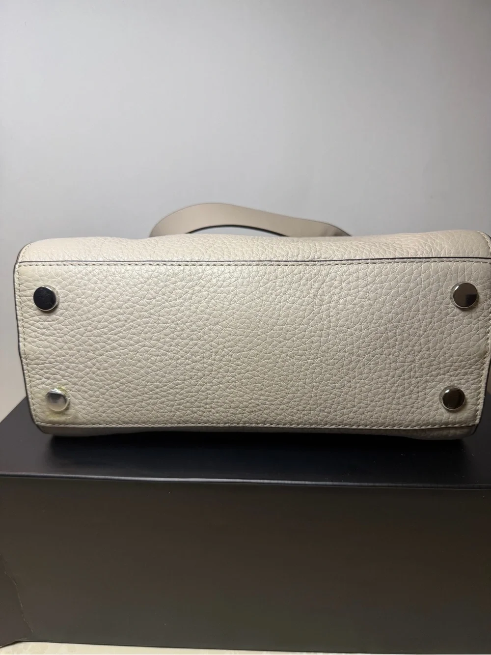 Michael Kors Cream Pebbled Leather Crossbody Bag with Silver Hardware